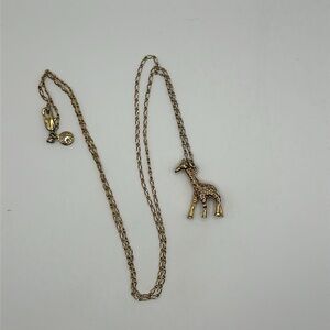 J.Crew Giraffe Charm Necklace - Gold Tone Long Necklace, Classic Style